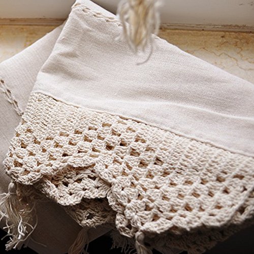 KING DO WAY archaistisch Scheibengardine&Klein Kaffee Vorhang mit Baumwolle-Leinen Küchen Vorhänge Gardinen /Hälfte/Kurz Vorhangs Home Dekoration Kitchen/cafe Curtain, H*B 45*150cm - 3