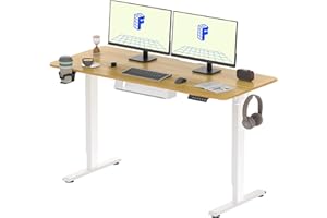 FLEXISPOT Escritorio Elevable Eléctrico Mesa Escritorio con Tablero140x60cm, Standing Desk, Mesa Elevable con 2 Ganchos, Portavasos y Organizador de Cables, 4 Botones de Memoria, para Oficina & Hogar