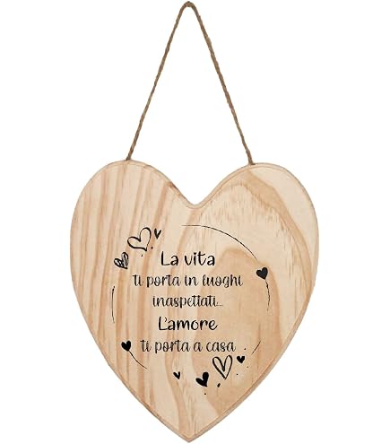 Targa Decorativa A Forma Di Cuore In Legno 10x10 Cm Con Frase Sull'amore – Regalo Sentimentale Per Famiglia E Amici - 2