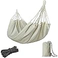 Azonee Camping Hammock for Single Preson, Portable with Hanging Ropes & Carry Bag Large 78.8x39.4” Cotton Hammock for Patio 300LBS Capacity Perfect for Porch Patio Yard Bedroom Travel, Beach, Backyard