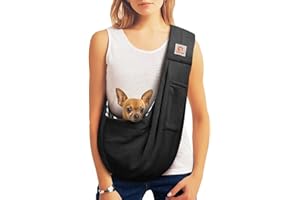 Tomkas Small Dog Sling Carrier - Classic Pocket & Classic Strap & Classic Pocket - for 3-10 lbs Pets(Black)