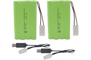 ZYGY 2PCS 9.6V 2800mAh AA Batería de Carga con Enchufe Tiangong con Cable de Carga USB para RC Toy Car Truck Tank Engineering Vehicle Remote Control Ship