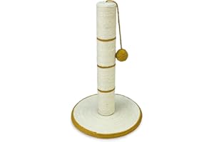 ARQUIVET Griffoir pour les chats post avec balle - Stratches de chat - Affûter les chats - blanc et or - 30 x 30 x 46 cm - jouets