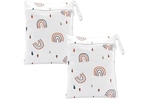 TUONYIS 2 Pezzi Wetbag Pannolini, Borsa per Pannolini Lavabili Riutilizzabile, Borsa Neonato Lavabile, Sacchetto con cerniera per Pannolino, Bambino Bag per Viaggi Spiaggia Piscina Gym (Arcobaleno)