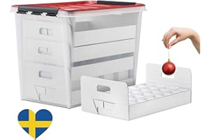 De-Plastik Weihnachtskugel Aufbewahrungsbox mit Deckel | Sichere & stilvolle Aufbewahrung für Weihnachten | Christbaumkugel | Christbaumschmuck und Deko | 61 Liter | BPA-frei | Boxen Aufbewahrung