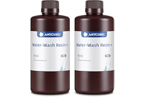 ANYCUBIC Wasser Abwaschbar Resin 2.0, żywica 3D Drucker zmywalna wodą, Przeciw żółknięciu, żywica UV 405nm Standardowy fotopolimer Harz Geringer Geruch für alle LCD 3D Drucker, szara, 1 kg, 2 szt