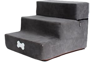 Smileshiney Scala Elevatore 3-Layer 30x35x30 cm per Cani Piccoli e Senili, Grigio Leggero
