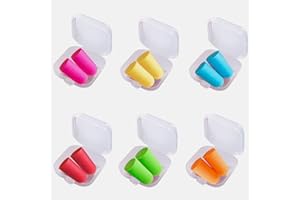 TIMEMEET 6 paia di tappi per le orecchie, tappi per orecchie per dormire, tappi per le orecchie in morbida schiuma con custodia trasparente, per dormire, lavorare e studiare