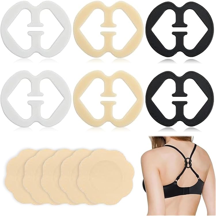 Pence & Moon Collective Clip Antiscivolo Per Reggiseno: Set Da 3 Clip E 6 Supporti In Beige, Bianco E Nero Per Trasformare Il Tuo Reggiseno In Racer Back