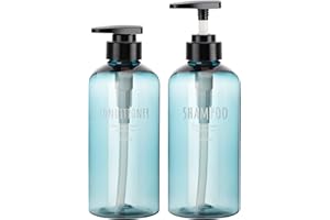Segbeauty Bottiglie da doccia ricaricabili blu da 500 ml, 2 dispenser di sapone liquido, bottiglie a pompa per shampoo, balsamo, sapone per il corpo, bagno, hotel, dispenser a pressione in plastica