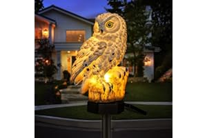Lampe solaire LED de jardin en forme de hibou - Étanche - Éclairage extérieur - Veilleuse décorative pour la maison et le jardin (blanc)