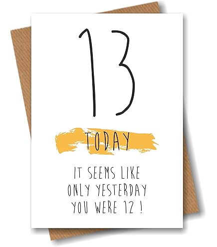 Funny 13th Birthday Card – Official Teenager Warning Design – Blank Inside – For Teen Boy Or Girl – Turning 13 Humorous Greeting – Made In UK
