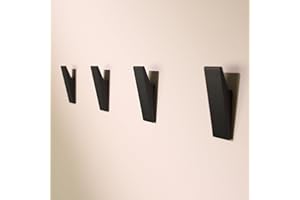 DESIGNFABRIK HAMBURG Design Amburgo Ganci adesivi forte | Appendi accappatoio bagno | Porta asciugamani bagno adesivo | Appendini bagno e ganci cucina | Design Moderno | 4 Pezzi | Appendi asciugamani bagno nero