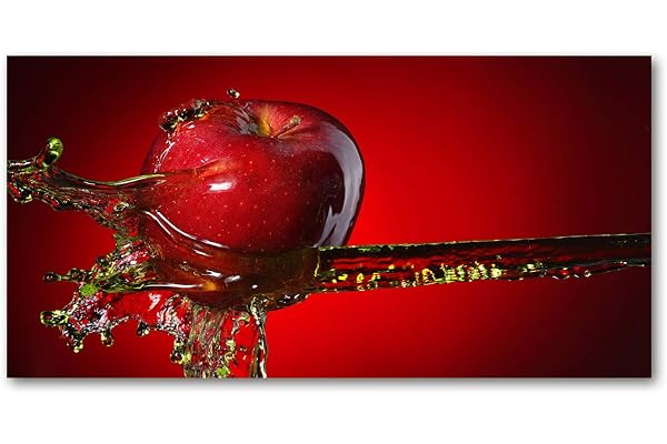 Tulup Glas Panel 100x50cm Dekorativa Väggplattor Paneler i Gärgat Glas Kök Kökspanel Väggpanel - Apple och vatten