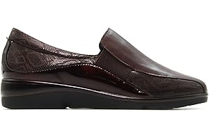PITILLOS - 5304 Marrón - Zapato mocasín de Piel, con cuña Baja, Suela de Goma para: Mujer