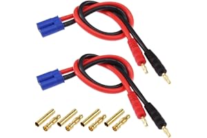 GTIWUNG 2 Pièces EC5 à 4.0 Banane Plug Adaptateur Mâle avec Câble 14AWG 30CM + 4 Paires 4,0 mm Fiche Connecteur