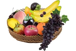EQLEF 10-teiliges künstliches Obst-Set, realistisch aussehend, Kunststoff, Obst, dekorativ, künstliches Obst zur Dekoration(Schüssel Nicht enthalten)