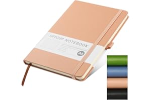 OFFCUP A5 Notebook, A5 Journal Lined Notebook with 192 Pages Premium Paper, Thick Leather Classic Writing Notebooks Journal with Pen Loop Elastic Banded, Hardcover, 14.7X21.2cm (Pink)