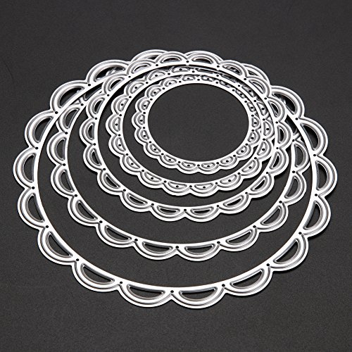 Demiawaking 5Pcs Metall Kreise Schneiden Schablonen DIY Sammelalbum Dekor Papier Karten, Metall Buchzeichen , Metall Lesezeichen als Geschenk fuer Freunde (Metall Kreise) - 3