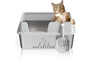 H&A PETCARE Stainless Steel Cat Litter Tray-Large,Stainless Steel Cat Litter Box with Scoop, Ideal for Medium & Large Cats