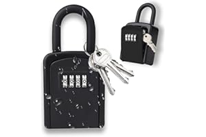 ROEOWENE Caja de Seguridad para Llaves con Gancho Candado Caja Llaves con Codigo de 4 Digitos Portátil Caja de Bloqueo Caja Fuerte para Llaves Exterior Caja de Cerradura Key Lock Box para Hogar Office