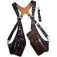 LOVIVER Vintage Style Shoulder Harness Bag Adjustable Strap Steampunk Case for Sports Bike, Style A Drak Brown