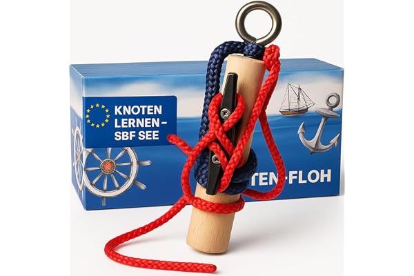 Knoten-Floh Kit d'exercice pour nœuds d'apprentissage des nœuds pour permis de bateau SBF See et pompiers, appareil d'entraînement avec plaque à nœuds et instructions (français non garanti)