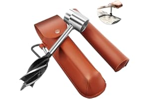 BAYINBROOK Holzbohrer Handbohrer Bushcraft, Handy Holzbohrer Survival Bushcraft Bohrer Outdoor, Handbohrer Holz Bushcraft Hand Drill Bushcraft, Scotch Eye Bohrer mit PU-Holster (A)