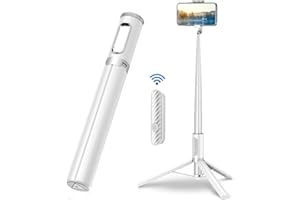 TONEOF 60" Selfie Stick Tripod, All-in-1 Phone Tripod Stand with Integrated Wireless Remote,Portable,Lightweight,Extendable Tripods for Selfies/Live/Video Recording/Travel-White