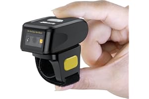 Alacrity Portable 2D Barcode Scanner,Wearable Ring Wireless Finger Mini QR Bar Code Reader Support Scan QR PDF417 DataMatrix