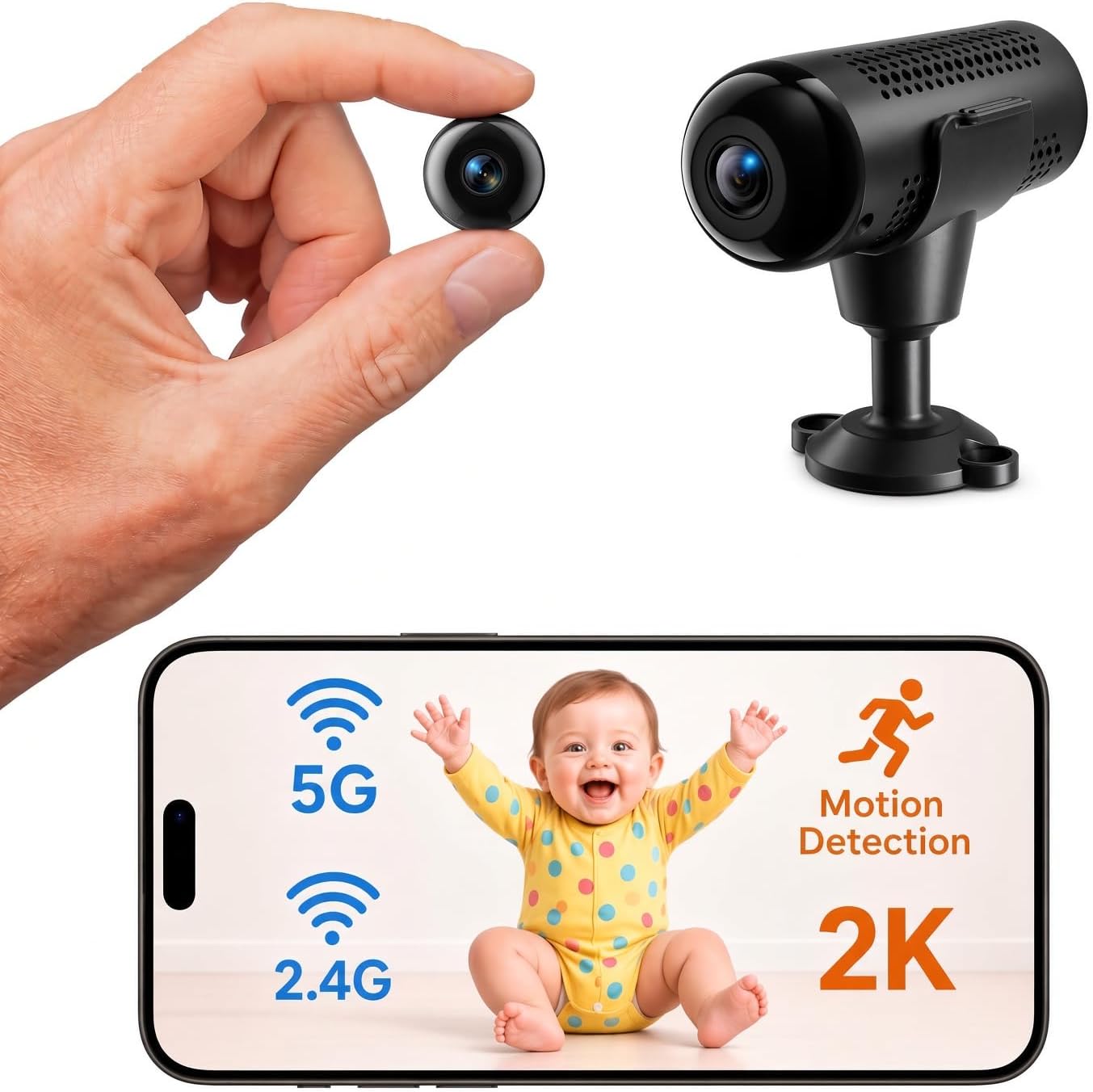 Technische Daten & Spezifikationen : JOYTOUR Mini Kamera 2K HD Überwachungskamera