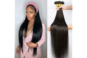 VIPBEAUTY 12A Brazilian Straight Human Hair Bundles 100% Unprocessed Virgin Human Hair Extensions 3 Bundles Machine Double Wefts for Women Natural Color 22 24 26Inch