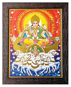 Shree Handicraft Lord Surya Dev ji Photo Frame for Home Deco (26 cm x 32 cm x 1.5 cm,Acrylic Sheet Used)