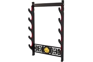 FOXSMZZ Porta spada Katana staffa da parete Samurai Spada Telaio Display Frame Red Velluto China Drago Style (5 strati)