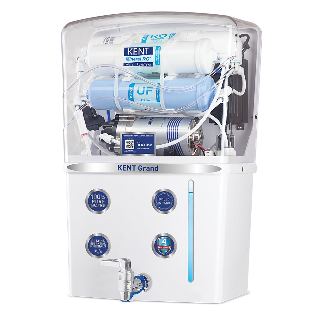 KENT Grand RO Water Purifier | 4 Years Free Service | RO + UV LED + UF + TDS Control | ISI Marked | Extra 1000 Off on Exchang