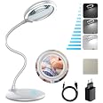 Tonhui Lampe Loupe LED 3x Sur Pied – Grande Loupe Éclairante De Bureau, Intensité Variable Tactile, Idéale Lecture, Loisirs Créatifs, Personnes Âgées