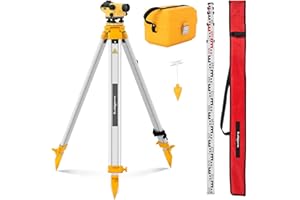 Steinberg Systems SBS-LIS-32/38 niwelator optyczny ze statywem i listwą poziomującą, 32-krotne powiększenie, odchylenie 1 mm, kompensator magnetyczny aluminium