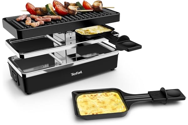 Tefal Appareil à raclette grill, 2 personnes, Format modulable, Prise intégrée pour brancher d'autres appareils, Compact, Plug & Share YY5249FB