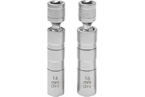 DILIGHTNEWS 2 Stück Zündkerzenschlüssel 14 Mm/16mm, Magnet Universal Flexibel Zündkerzenschlüssel, Zündkerzen Entferner Kit, 3/8 Zoll Zündkerzen Nuss, Magnetisch Zündkerzenstecker, Spezialwerkzeug für Autos