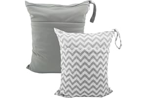 ALVABABY 2 Stück windeltasche wetbag wiederverwendbar, Nasstaschen für Unterwegs, wiederverwendbar mit Zwei Reißverschlusstaschen windelbeutel für Babys Windeln L2933-DE