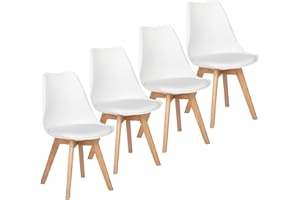 ‎EGGREE EGGREE Esszimmerstühle 4er Set mit Eichenbeinen Holz SGS geprüft, stühle Skandinavisch Design modern Gepolsterter Küchenstühle esszimmer Stuhl Holz Weiß