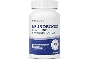 ‎NUTRISOLUTION NeuroBoost: Nahrungsergänzungsmittel mit Ginkgo biloba, Vitamin B12 & Kräuterextrakten – Gedächtnis, Konzentration & kognitive Gesundheit – 60 vegane Kapseln (60)
