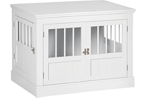 PawHut Jaula para Perros, Mesa Auxiliar, Casa para Mascotas Moderna con 3 Puertas Francés con Cierre Magnético, para Perros Pequeños, 78x53x59,3 cm, Blanco