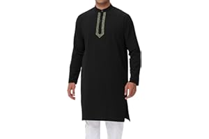 NANAMEEI kurta Homme en Coton et Lin Manches Longues Traditionnel Tunique Indienne pour Méditation et Yoga