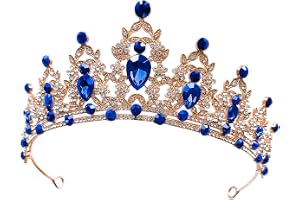 Laroal Elegant Blue Crystal Bröllop Tiara Crown för kvinnor Princess Queen Pannband med strass