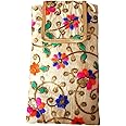 Avanti Creation Multicolor Floral Ethnic Embroidered Mobile Pouch Cover Purse Wallet with Waist Clip and Sling Belt for Saree