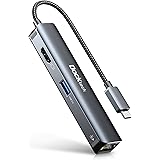 Hub USB C, Dockteck 5 en 1 Dock USB C vers Ethernet RJ45 Adaptateur avec 4K HDMI ,3 USB 3.0, pour MacBook Pro/Air M1 2021, iP
