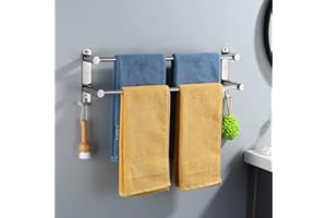 ANBOO 43-75cm Retractable Towel Rail Wall Mounted, No-Punch Wall Mounted Towel Rail, 304 Stainless Steel Towel Rail for Bathroom, Kitchen