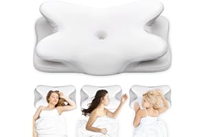 Ehomfory Oreiller en mousse à mémoire de forme - Oreiller ergonomique pour dormir sur le côté, le dos et le ventre - 69 x 37 x 9/12 cm