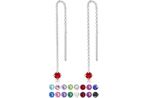 DTPsilver® Orecchini Pendenti Donna con Catena in Argento 925 e Cristalli Swarovski® 3mm - Orecchini Punto Luce - Orecchini Lunghi Donna Argento 925 Pendenti - Orecchini Saliscendi in Vari Colori